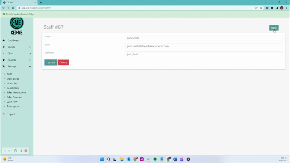 2. SETTINGS: STAFF